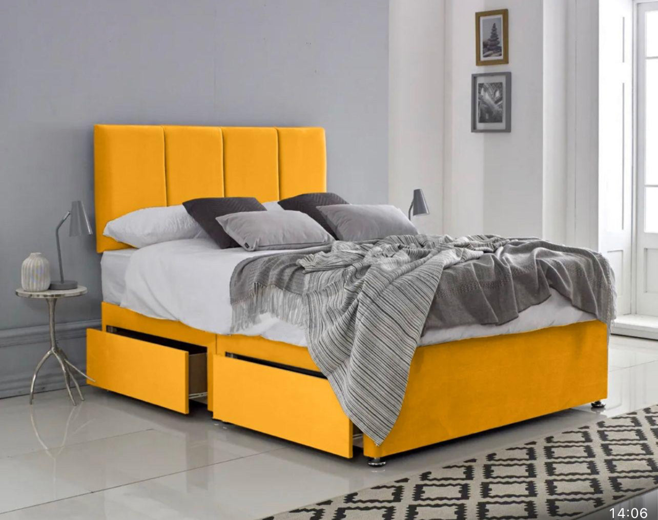 Panel Divan With Headboard And Mattress