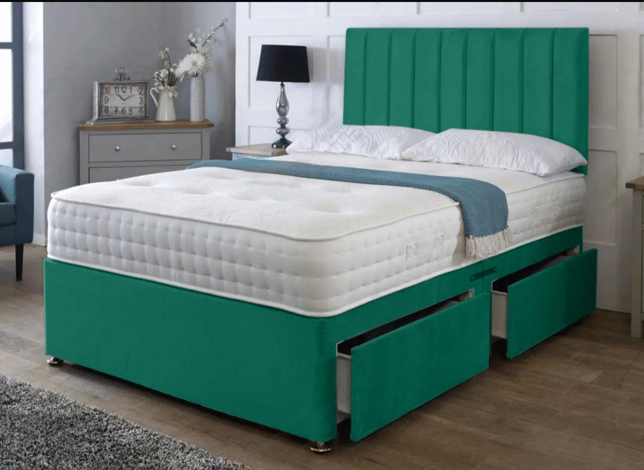 Cube Divan With Headboard And Mattress