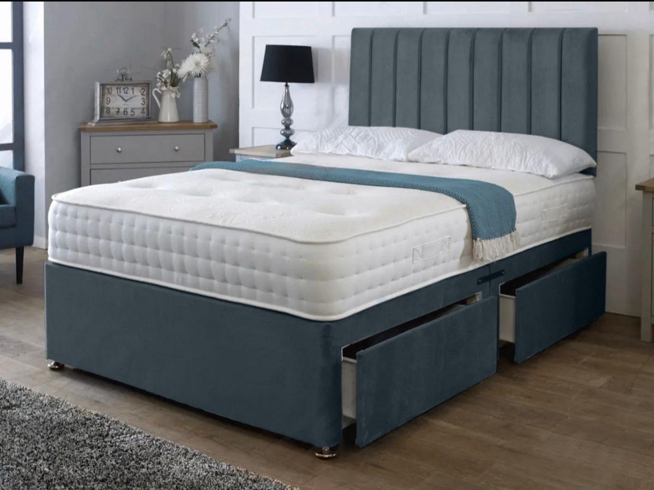Cube Divan With Headboard And Mattress