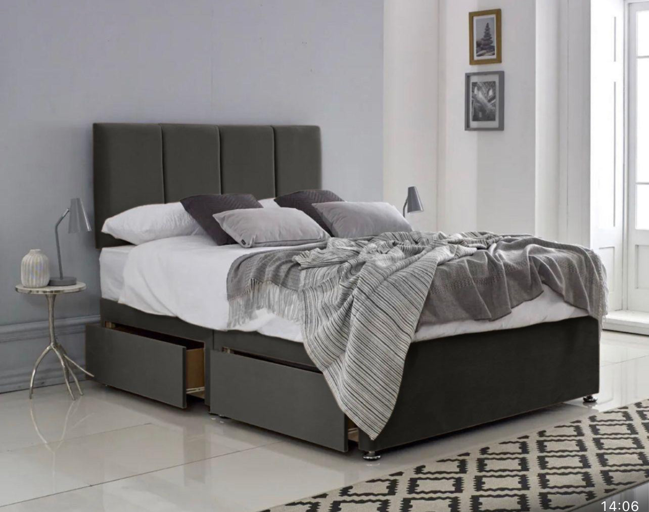 Panel Divan With Headboard And Mattress