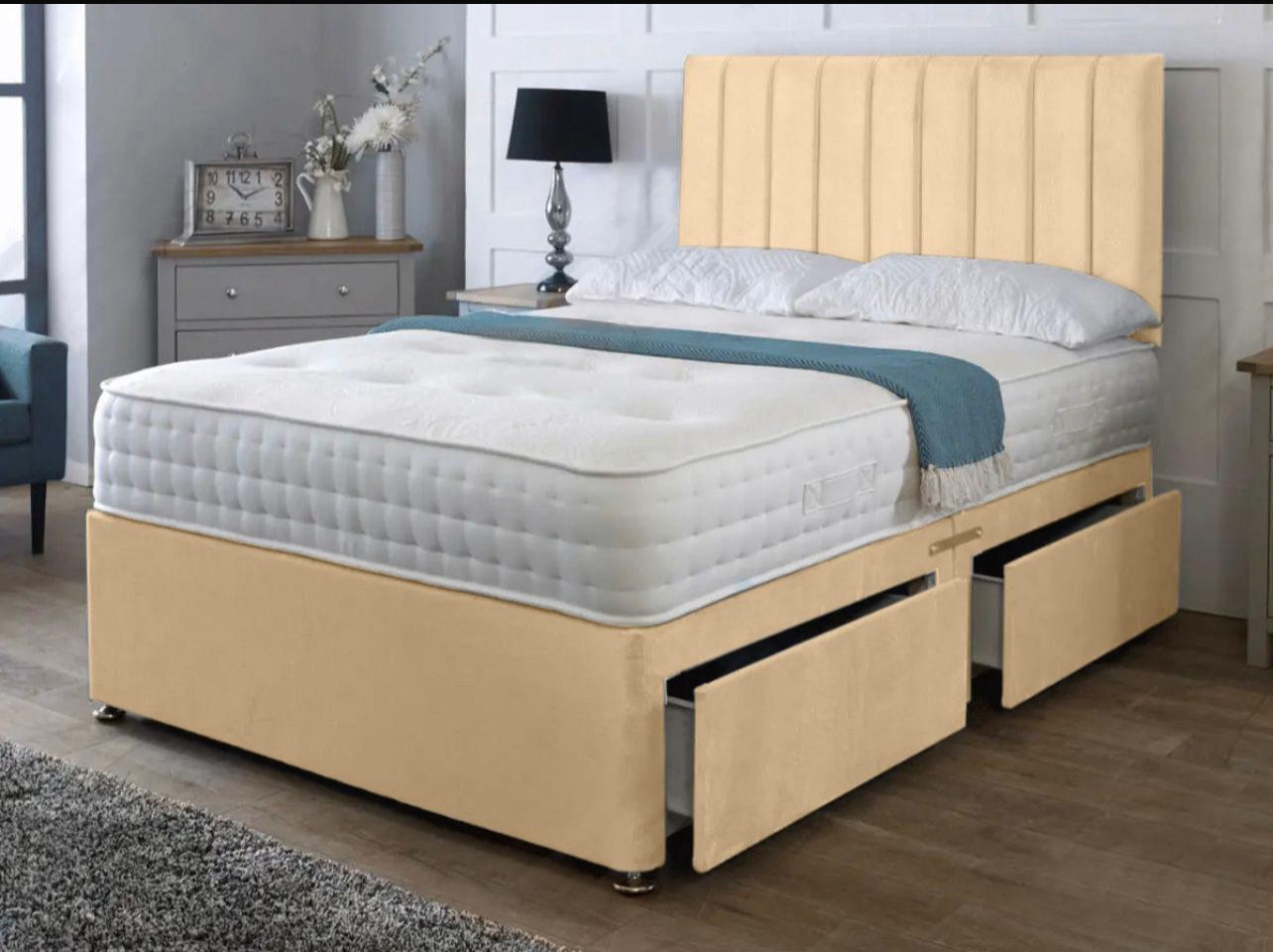Cube Divan With Headboard And Mattress