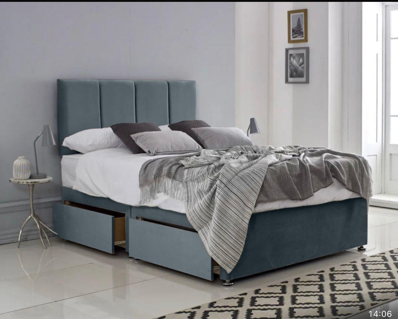 Panel Divan With Headboard And Mattress