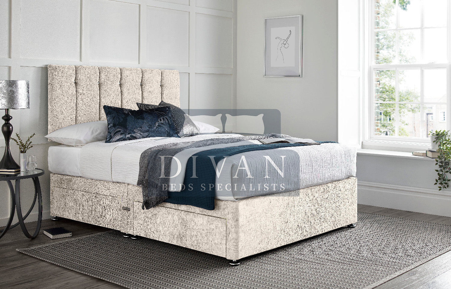 CHEILLE DIVAN BED WITH HEADBOARD AND MATTRESS