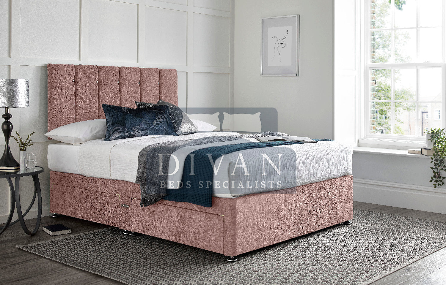 CHEILLE DIVAN BED WITH HEADBOARD AND MATTRESS