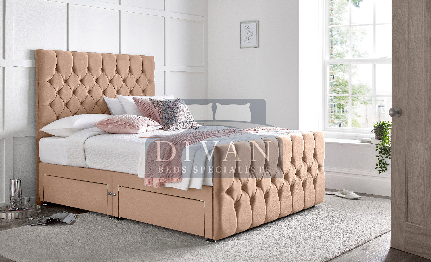 FLORIDA DIVAN BED WITH HEADBOARD FOOTBOARD AND MATTRESS