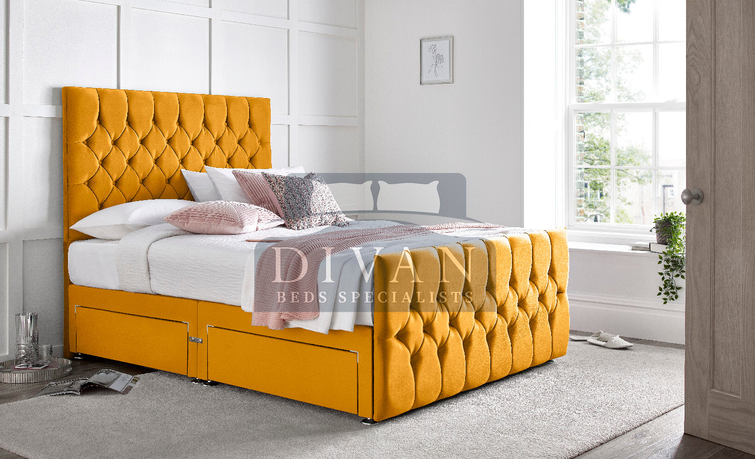 FLORIDA DIVAN BED WITH HEADBOARD FOOTBOARD AND MATTRESS