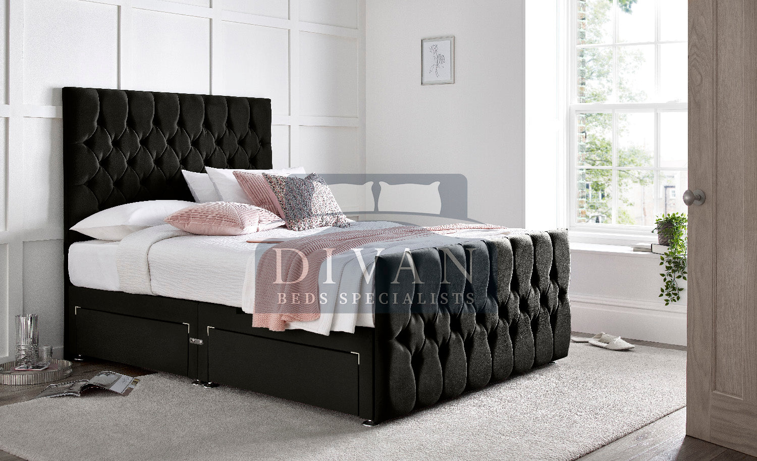 FLORIDA DIVAN BED WITH HEADBOARD FOOTBOARD AND MATTRESS