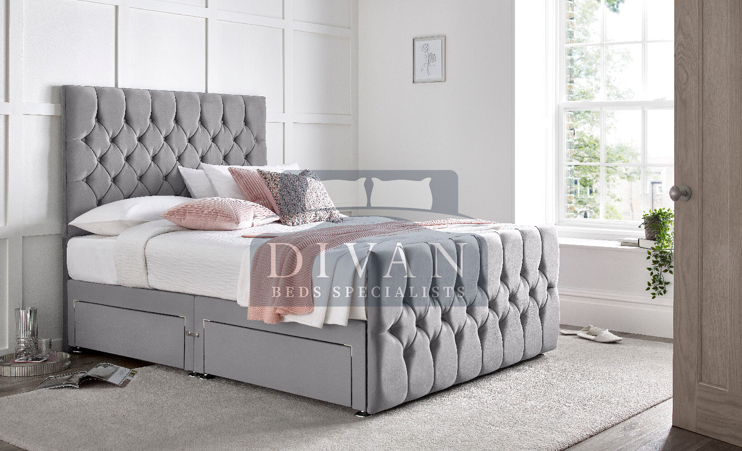 FLORIDA DIVAN BED WITH HEADBOARD FOOTBOARD AND MATTRESS