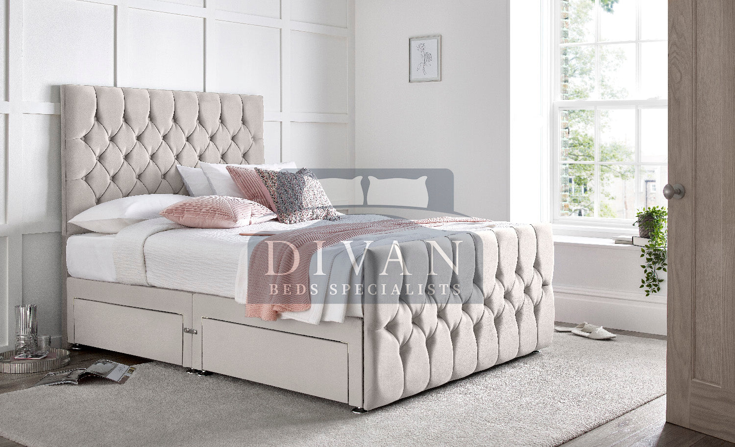 FLORIDA DIVAN BED WITH HEADBOARD FOOTBOARD AND MATTRESS