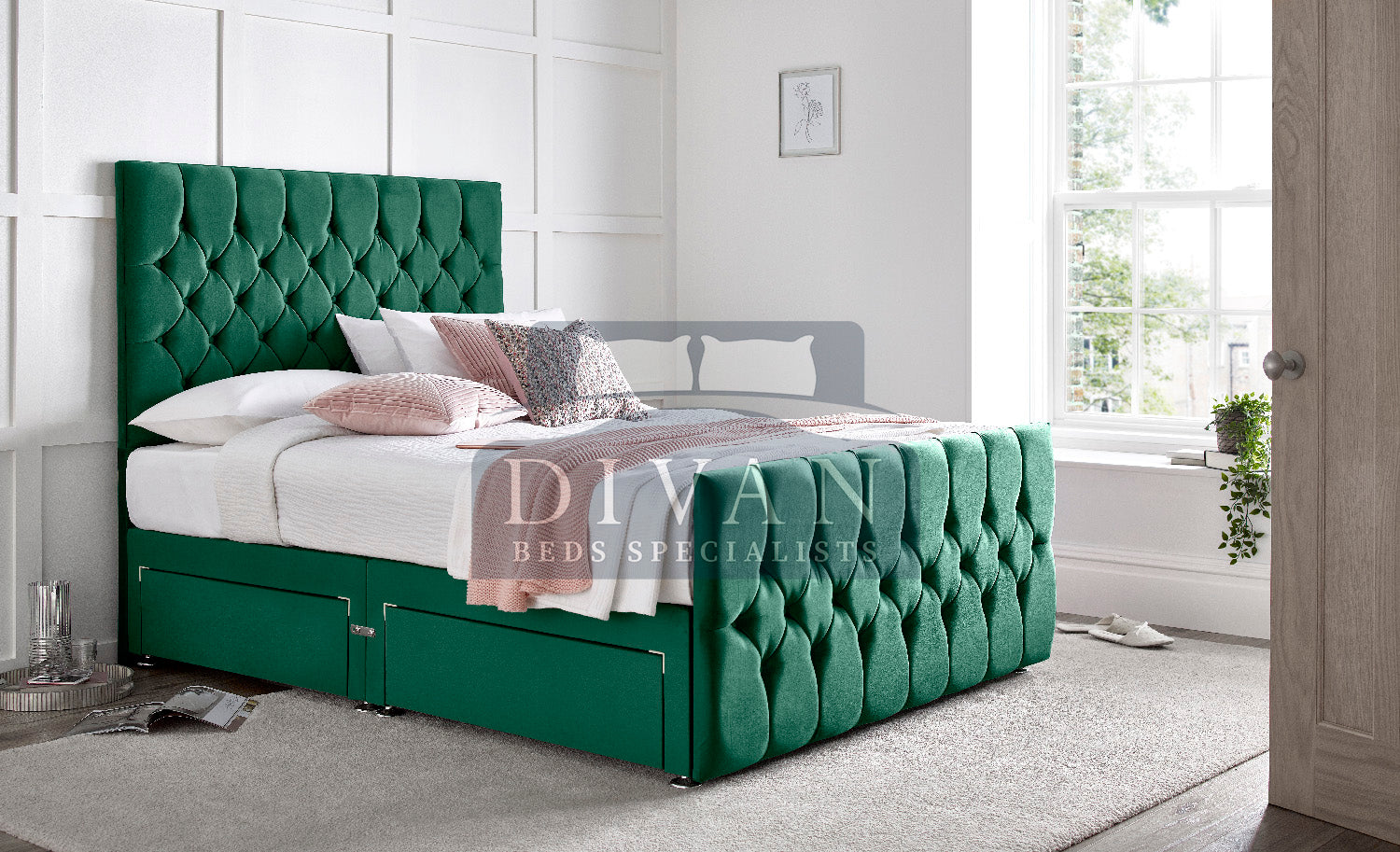 FLORIDA DIVAN BED WITH HEADBOARD FOOTBOARD AND MATTRESS