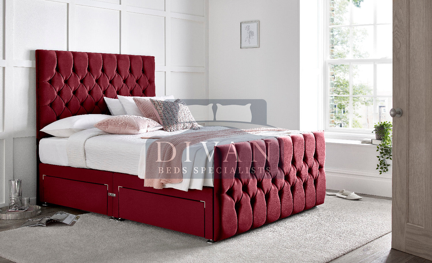 FLORIDA DIVAN BED WITH HEADBOARD FOOTBOARD AND MATTRESS