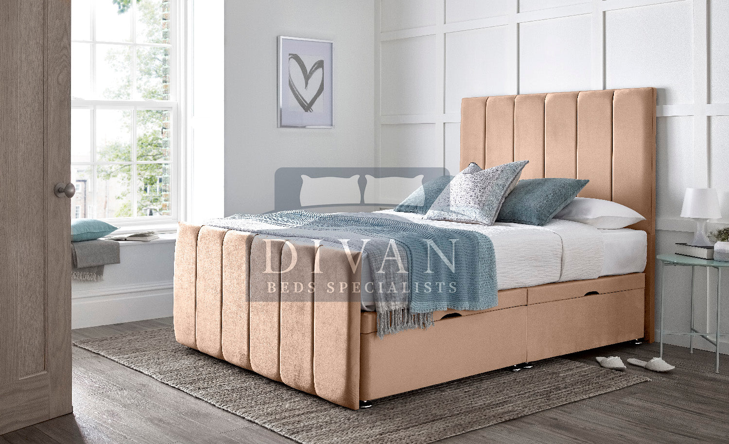 SARA DIVAN OTTOMAN SIDE LIFT WITH HEADBOARD & FOOTBOARD